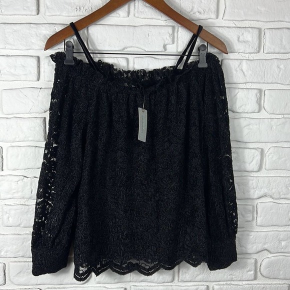 NWT Anthropologie Eri + Ali lace off the shoulder top size petite small - Picture 2 of 11